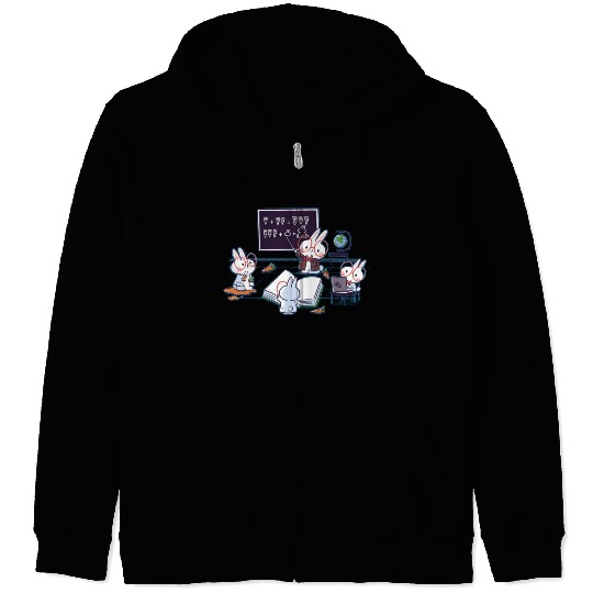 Bunnies Math, Funny Back To School Zip Hoodies