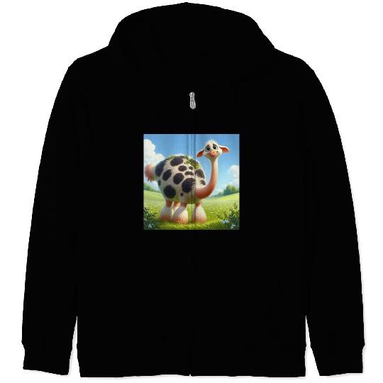 The ostrich-cow Zip Hoodies