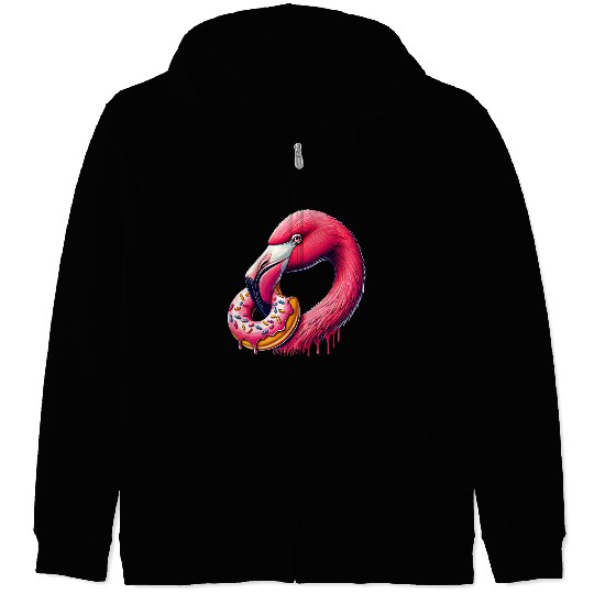 funny feast for the eyes - flamingo with donut Zip Hoodies