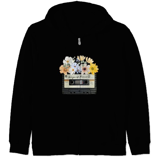 Songs of peace cassette tape Zip Hoodies