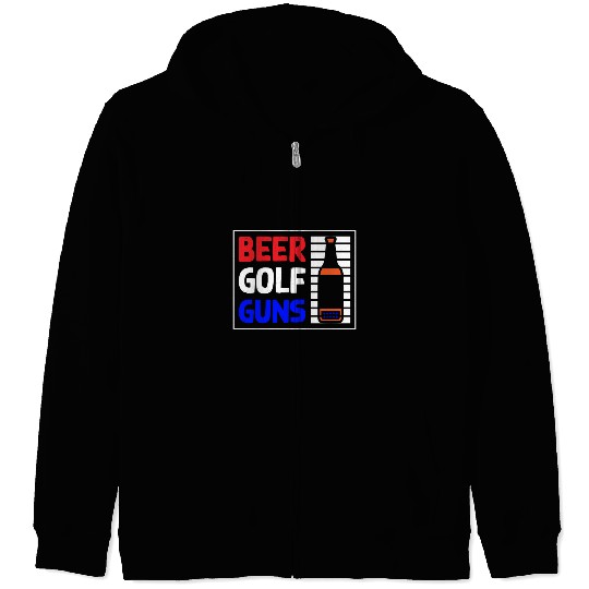Beer Golf Guns Zip Hoodies