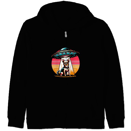 UFO Chihuahua Abduction Zip Hoodies
