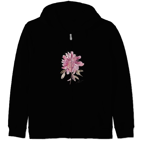 Peony loose watercolor hand-painted Zip Hoodies