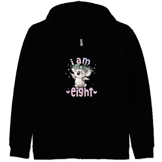 8th Birthday Girl Koala bear 8 Years Eight 8 Birth Zip Hoodies