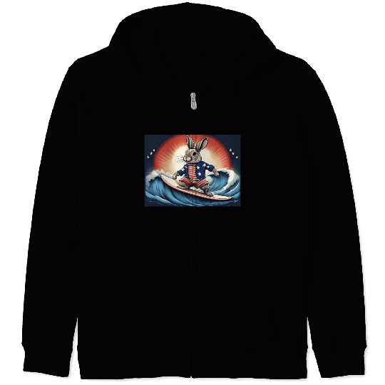 Stars & Stripes Surfer Bunny Zip Hoodies