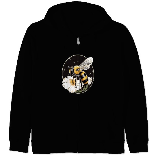 Bumble Bee on a Flower in a Bubble Zip Hoodies