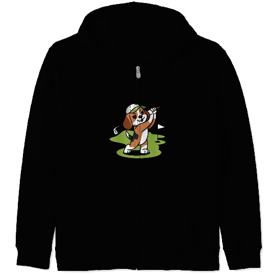 beagle dog golf Zip Hoodies