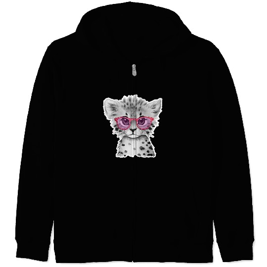 cheetah Animals with Glasses Zip Hoodies