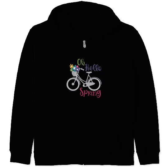 Oh Hello Spring Cycle Flower Season Zip Hoodies