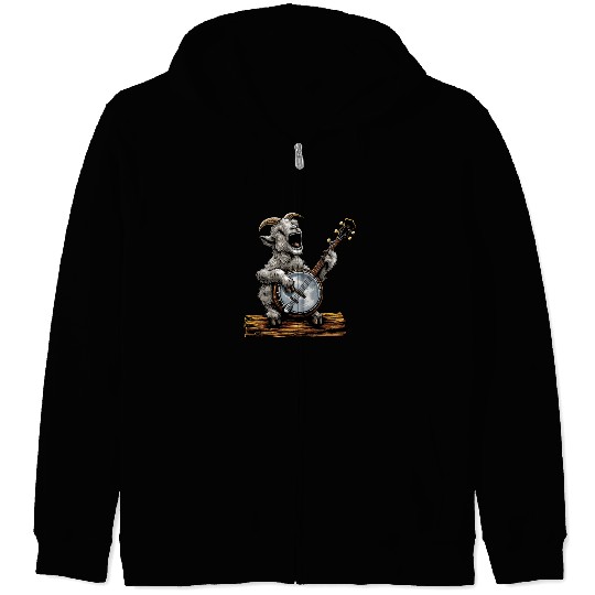 Goat Farm Animal Farmer Bluegrass Banjo Player Zip Hoodies