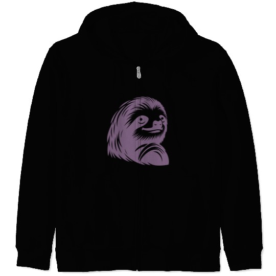 Thoughtful sloth face portrait silhouette Zip Hoodies