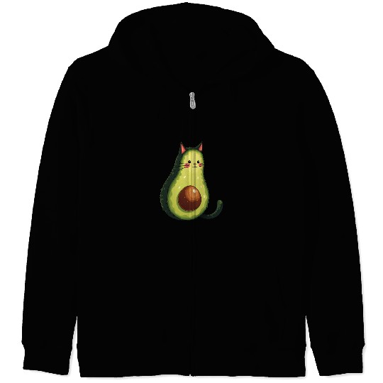 Cute Kawaii Avocado Cat Zip Hoodies