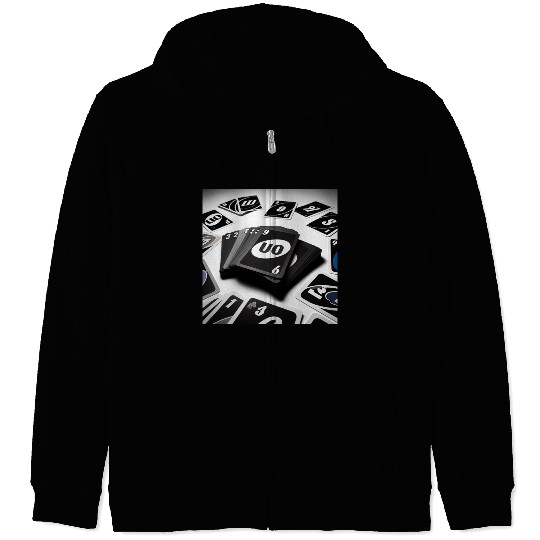 Black Uno Cards Zip Hoodies
