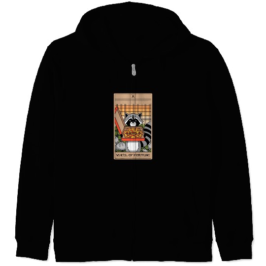 Wheel of Fortune Raccoons Tarot Card Zip Hoodies
