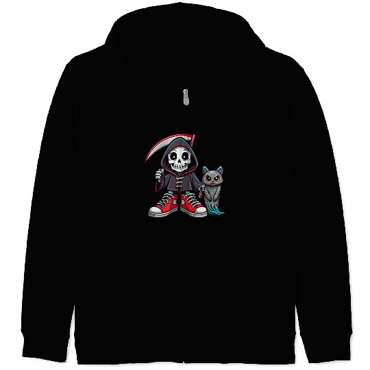 A colorful cartoon death skeleton Zip Hoodies