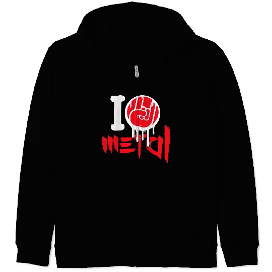 I Love Heavy Metal Hard Rock Music Graffiti Heart Zip Hoodies
