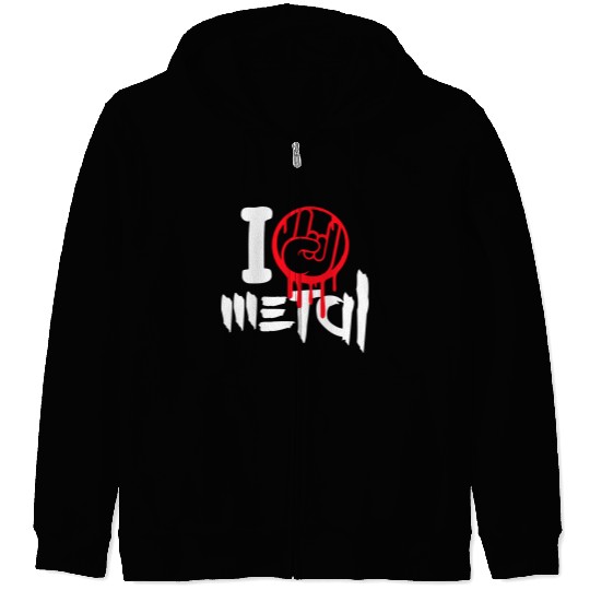 I Love Heavy Metal Hard Rock Music Graffiti Heart Zip Hoodies