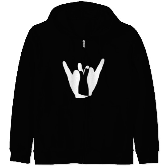 Two heavy metal hard rock horn finger hand gesture Zip Hoodies