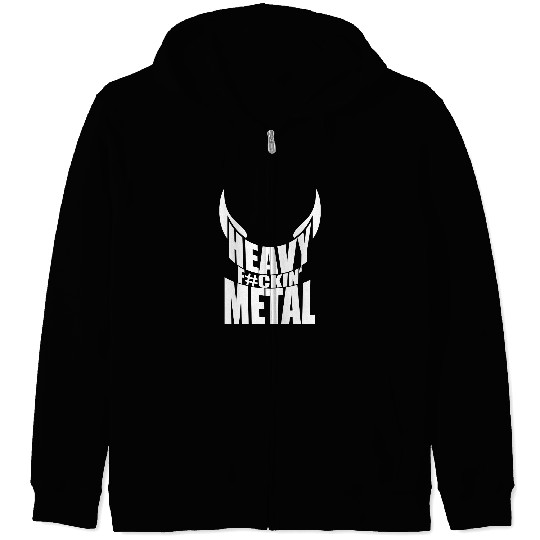 Heavy F#ckin' Metal Hard Rock Fun Music Text Quote Zip Hoodies