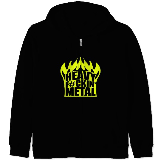Heavy F#ckin' Metal Hard Rock Fun Music Text Quote Zip Hoodies
