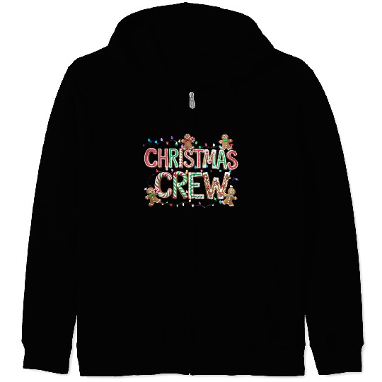 Gingerbread and Candy Christmas Crew with Lights Zip Hoodies