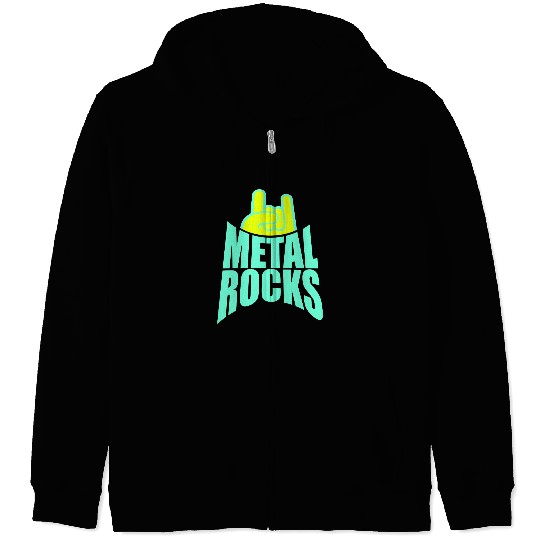 Heavy Metal Rocks Hard Rock Music Text Quote Logo Zip Hoodies