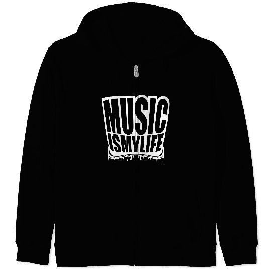 Music is my Life Love Saying Graffiti Spray Drops Zip Hoodies
