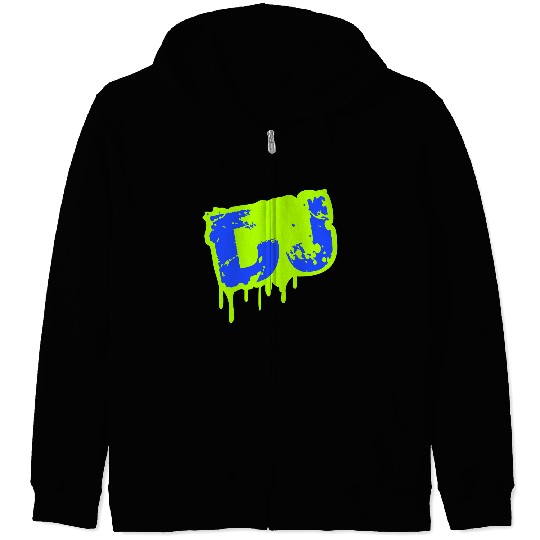 DJ Graffiti Spray Drops Music Party Text Lettering Zip Hoodies