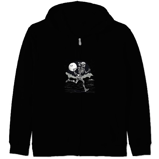 Midnight Marathon: Skeleton's Sprint Zip Hoodies