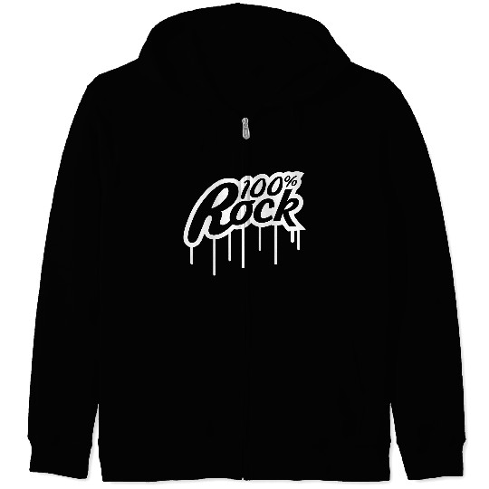 100 % Percent Rock Music Graffiti Drops Text Stamp Zip Hoodies
