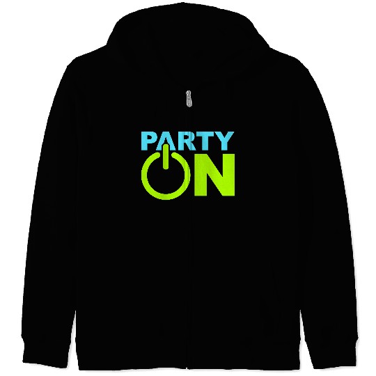 Party On Play Icon Switch Techno DJ Music Symbol Zip Hoodies
