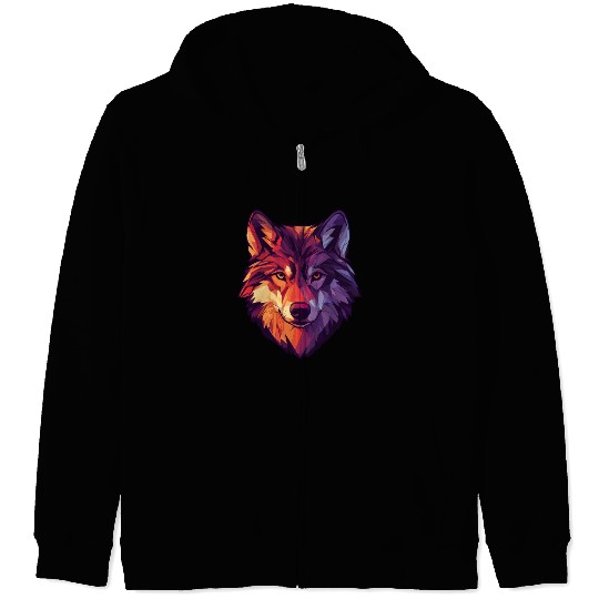 Floral Wolf Vintage Flowers Wolf Face for Wolves Zip Hoodies