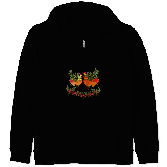 Rooster with hen Zip Hoodies