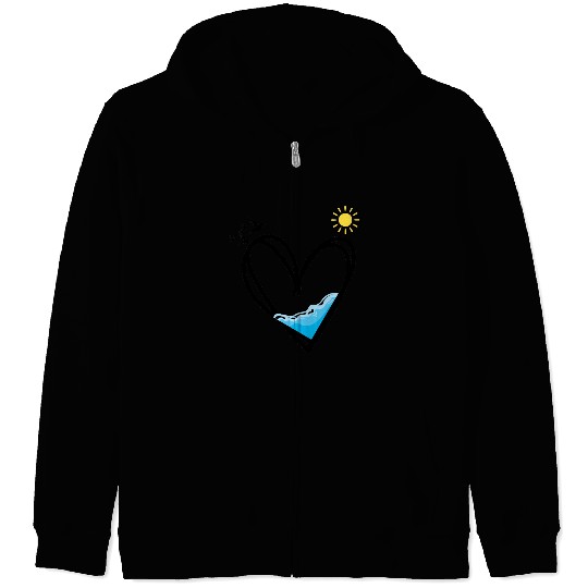 Heart with water and sun Zip Hoodies