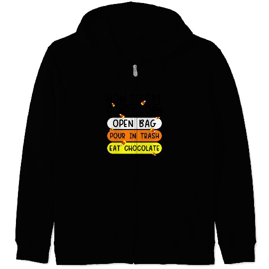 How To Eat Candy Corn Funny Candy Corn Halloween Zip Hoodies
