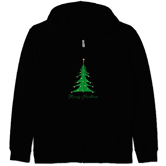 Elegant Christmas Tree with Gold Ornaments Zip Hoodies
