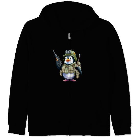 Penguin Famila, Funny Penguin , Penguin Logo Zip Hoodies