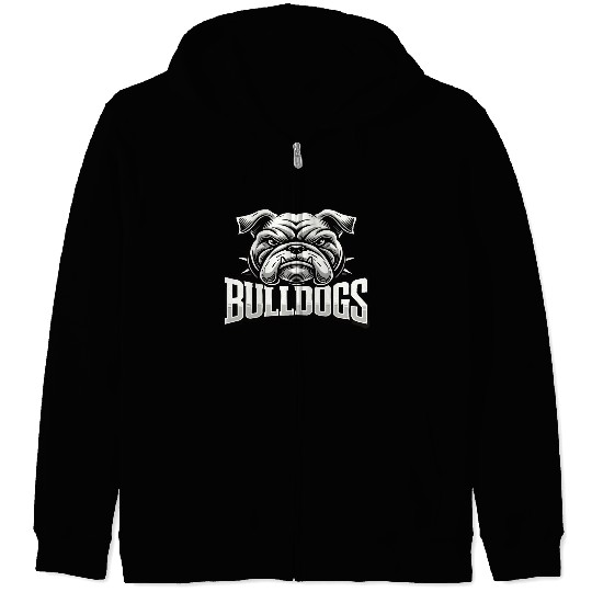 Bulldogs Mascot Back To School Team Spirit Zip Hoodies
