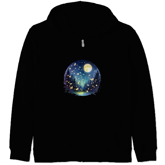 Moonlit Fireflies Zip Hoodies