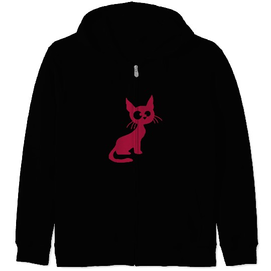 Crazy Cat Squinting Funny Eyes Grimace Fun Cartoon Zip Hoodies