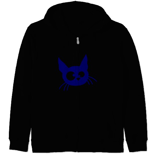 Crazy Cat Squinting Funny Eyes Grimace Fun Cartoon Zip Hoodies