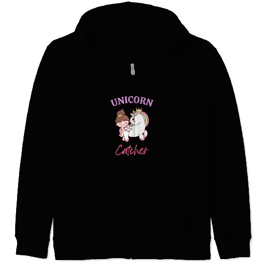 Unicorn Catcher For Adventurous Girls and Boys Zip Hoodies
