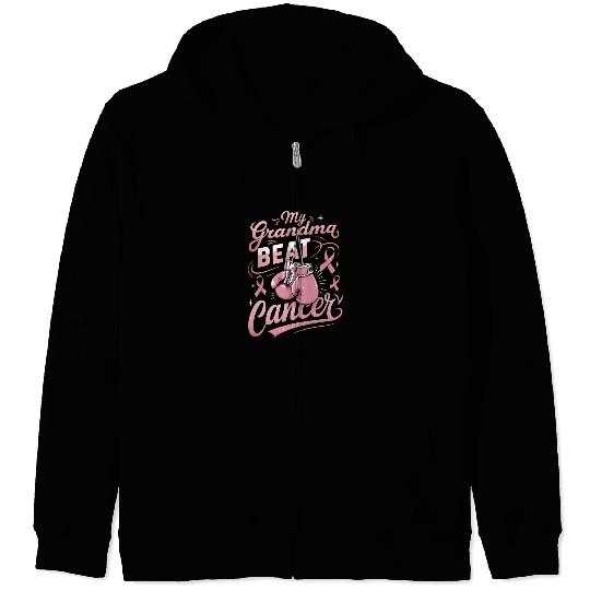 My Grandma Beat Cancer Breast Cancer Awareness Zip Hoodies