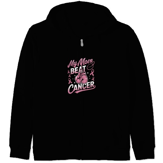 My Mom Beat Cancer Breast Cancer Awareness Zip Hoodies