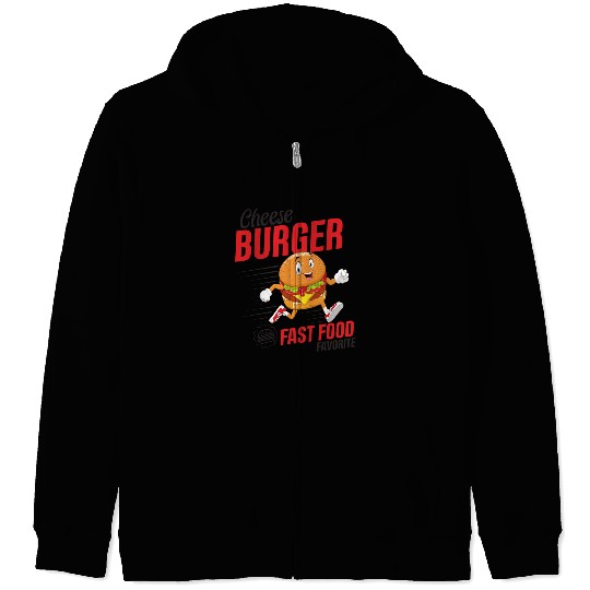 Running Hamburger Cheese Burger Fast Food Favorite Zip Hoodies