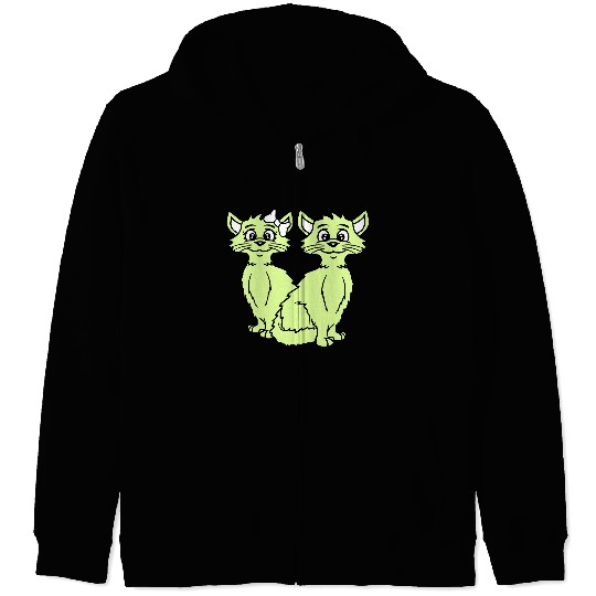 Two Cats 2 Romantic Love Valentine's Day Couple Zip Hoodies