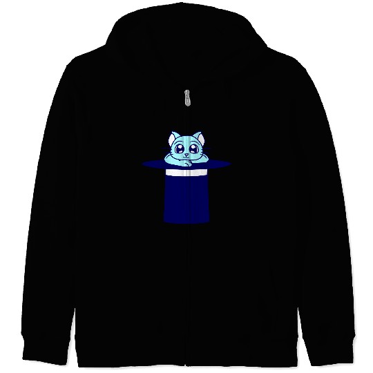Magical Enchanted Top Hat Cylinder Wizard Cat Sir Zip Hoodies