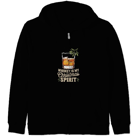 Whiskey Is My Christmas Spirit Cheer Zip Hoodies
