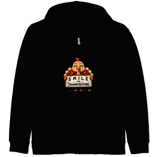 Smile It's Thanksgiving Turkey Matching Family Zip Hoodies