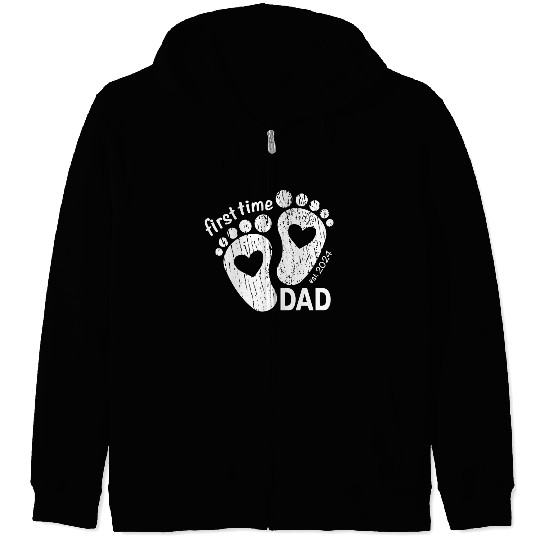First time dad - newborn father design 2024 Zip Hoodies